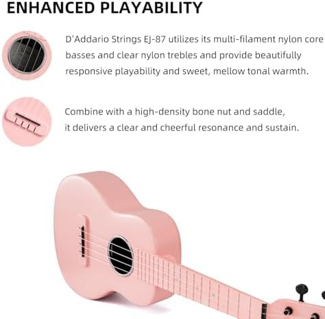 Pink carbon fiber concert ukulele starter bundle — photo 5
