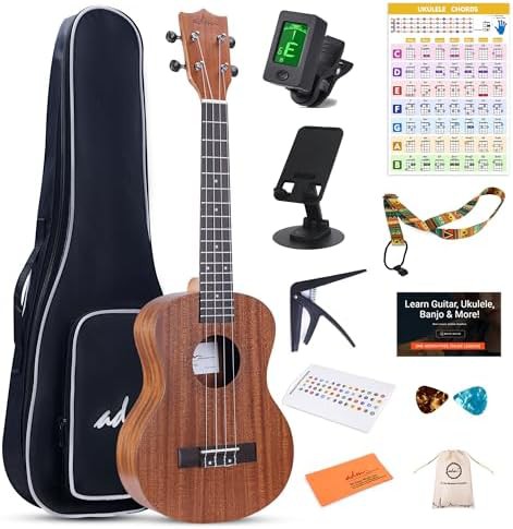 Mahogany khaki ukulele bundle 26 in