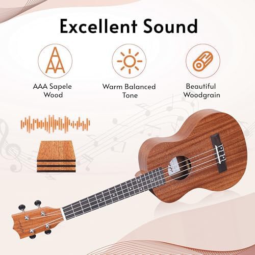 Mahogany khaki ukulele bundle 26 in — photo 3