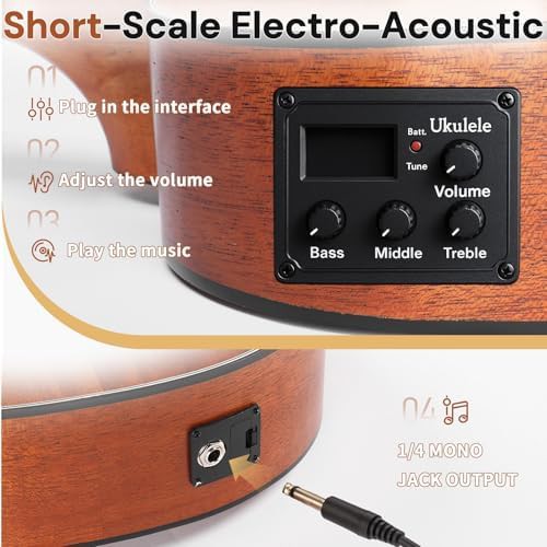 Electric acoustic mahogany bass ukulele with amp — photo 3