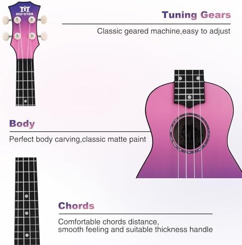 Matte Purple and Pink Soprano Ukulele Set — photo 4