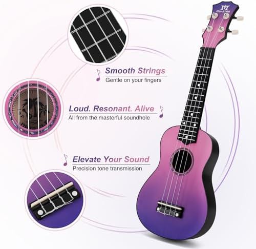 Matte Purple and Pink Soprano Ukulele Set — photo 5