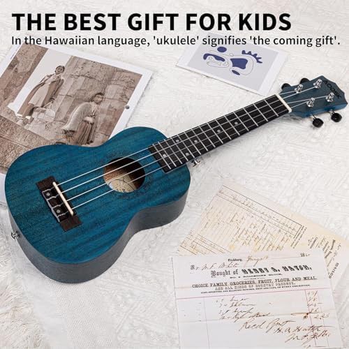 Soprano blue ukulele set with bag and accessories — photo 4