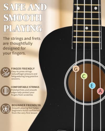 Black beginner concert ukulele starter kit — photo 3