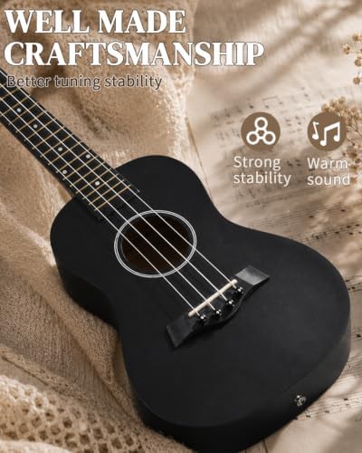 Black beginner concert ukulele starter kit — photo 5