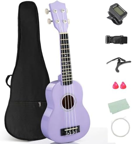 Purple solid wood concert ukulele starter kit