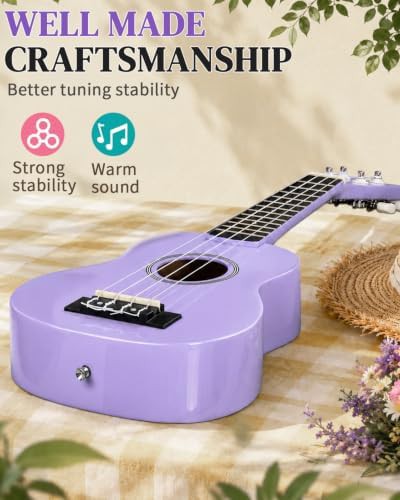 Purple solid wood concert ukulele starter kit — photo 3